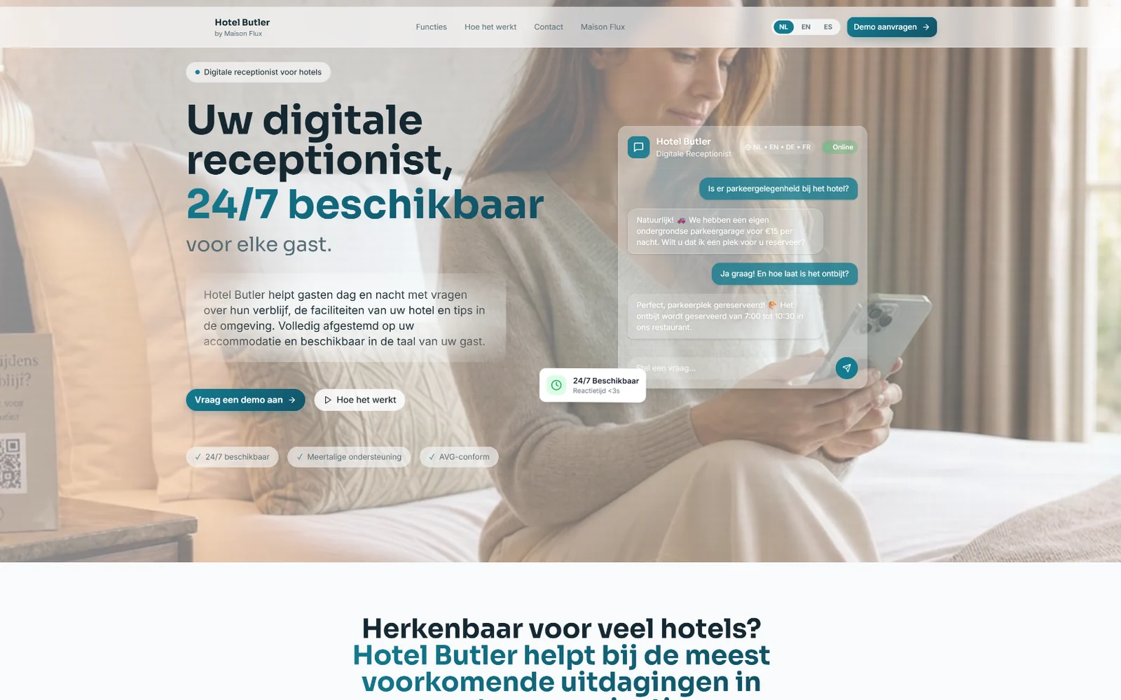 Homepage van Hotel Butler