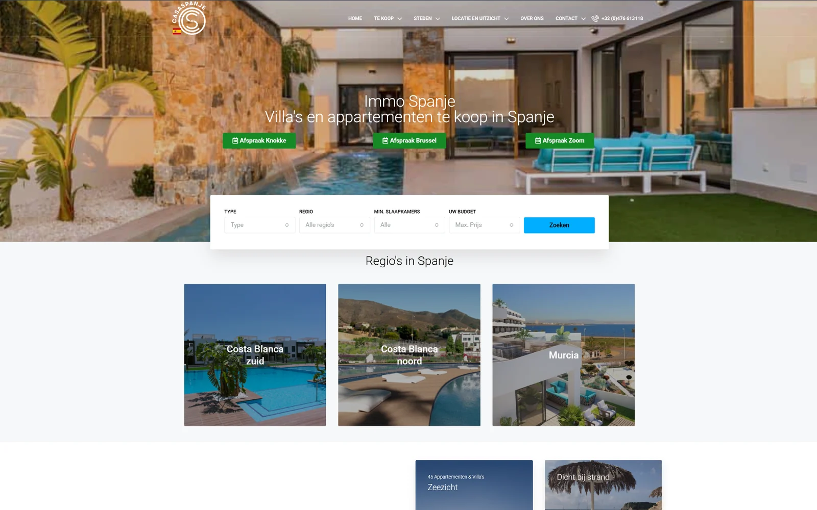 Homepage van Casa Spanje