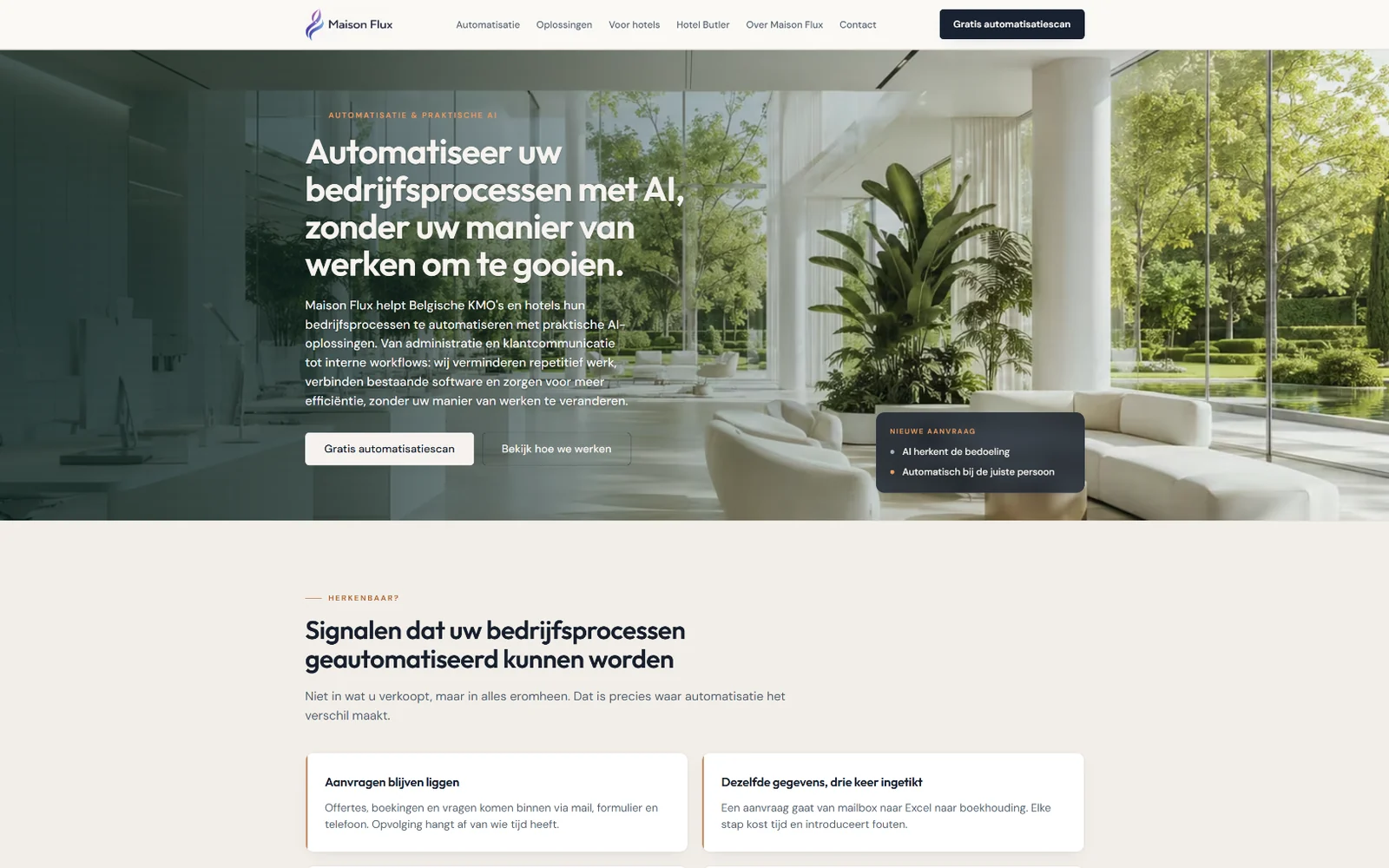 Homepage van Maison Flux